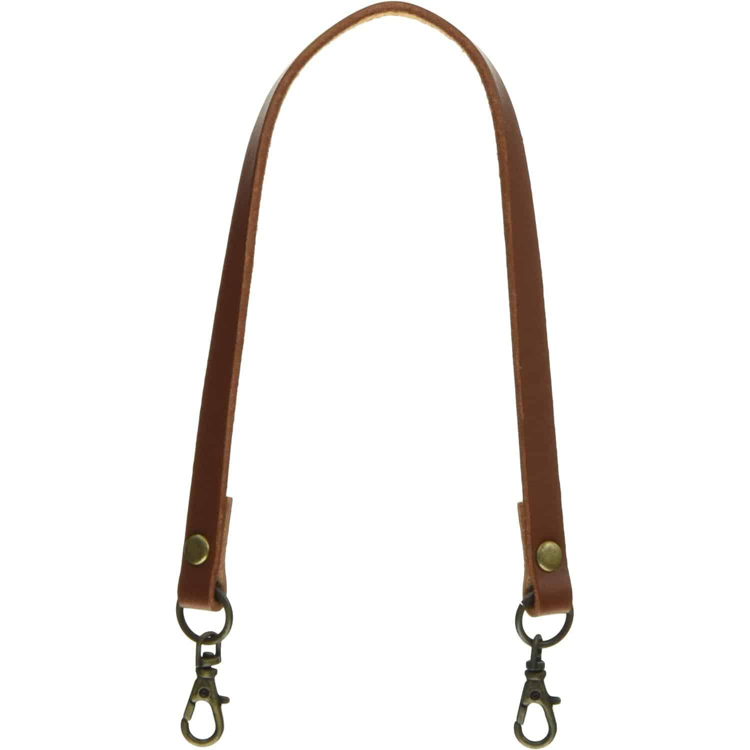 日本紐釦貿易 本革 口金用持ち手 1本手 アンティークゴールド W約8mm×H約33cm 茶 MAW18-BR-AG (ご注文単位1本)【直送品】