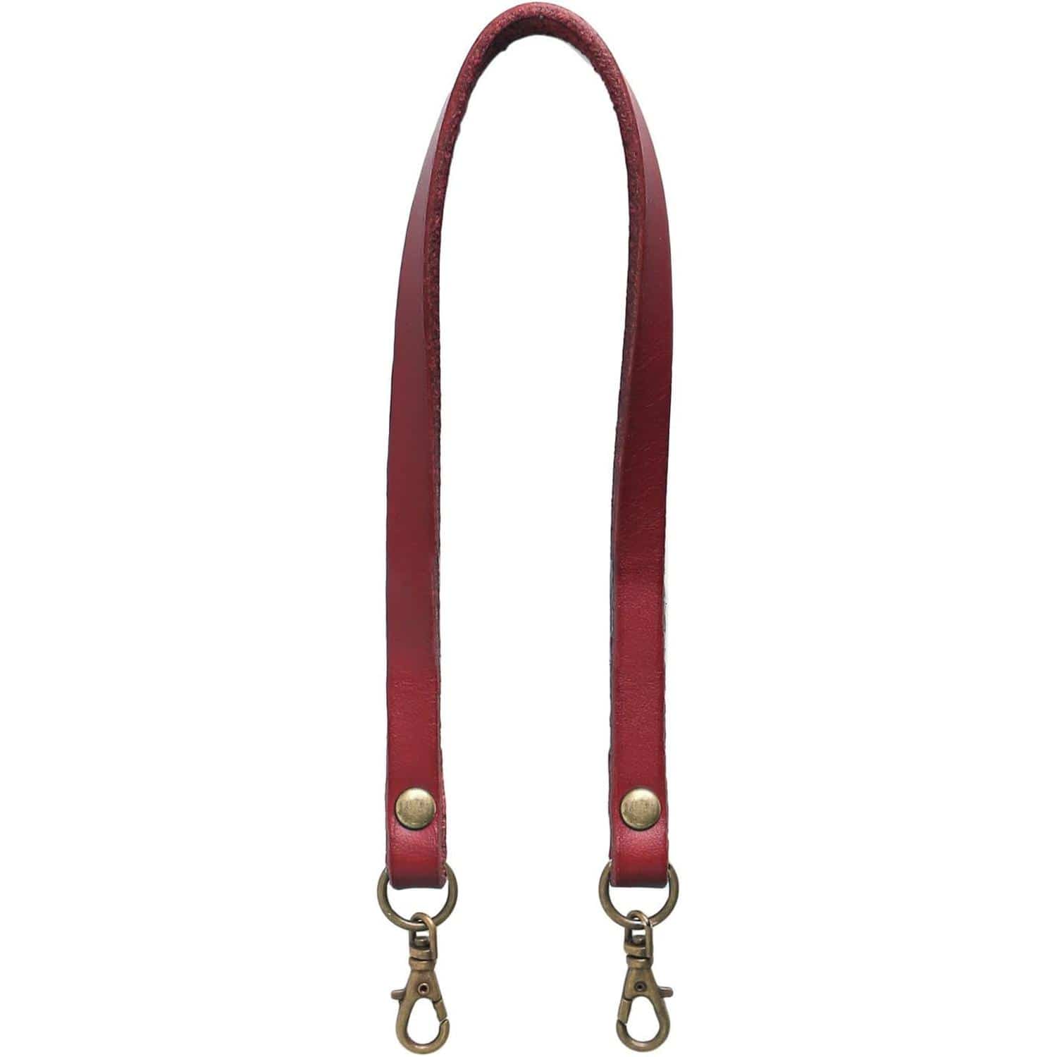 日本紐釦貿易 本革 口金用持ち手 1本手 アンティークゴールド W約8mm×H約33cm 赤 MAW18-R-AG (ご注文単位1本)【直送品】