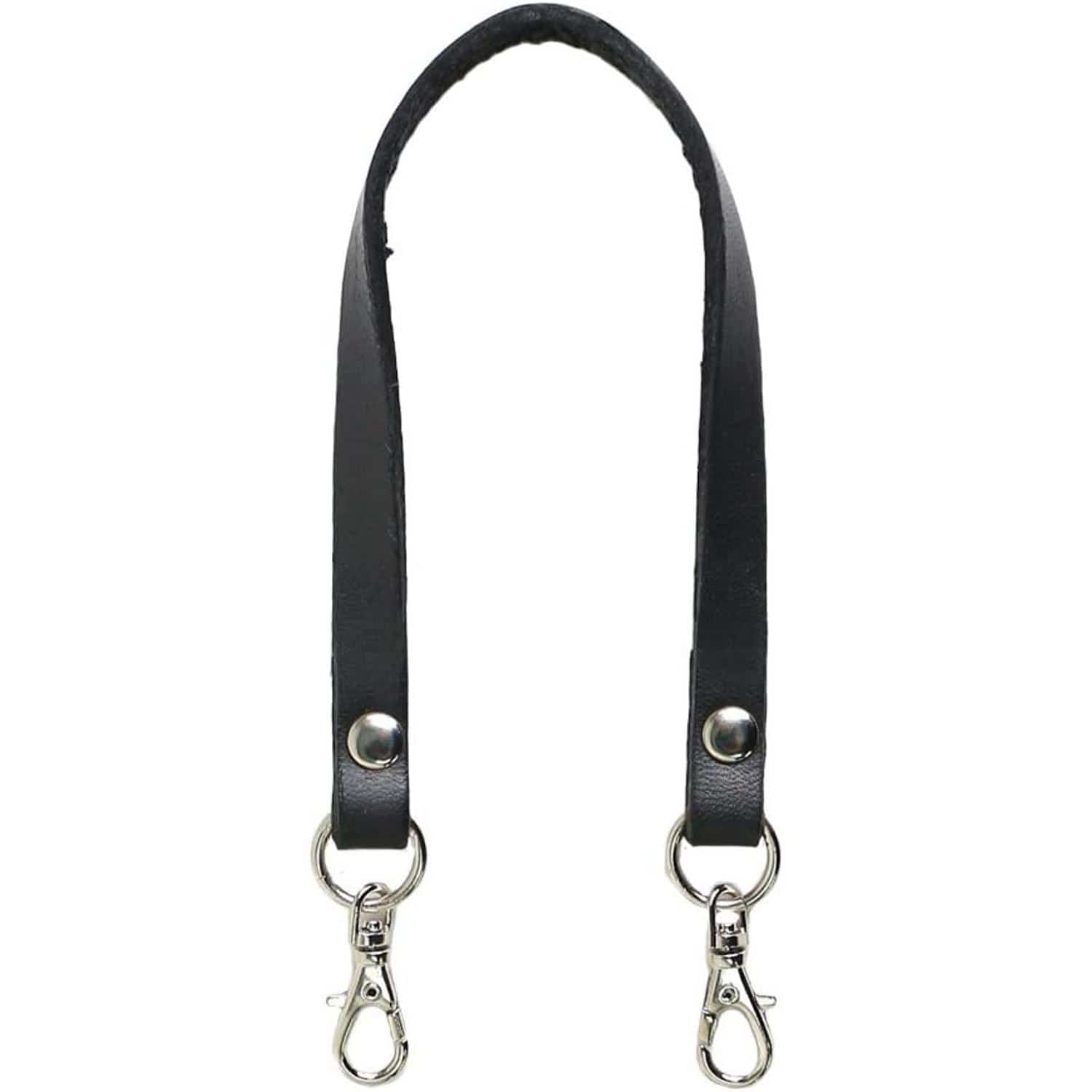 日本紐釦貿易 本革 口金用持ち手 1本手 シルバー W約8mm×H約22cm 黒 MAW19-B-S (ご注文単位1本)【直送品】