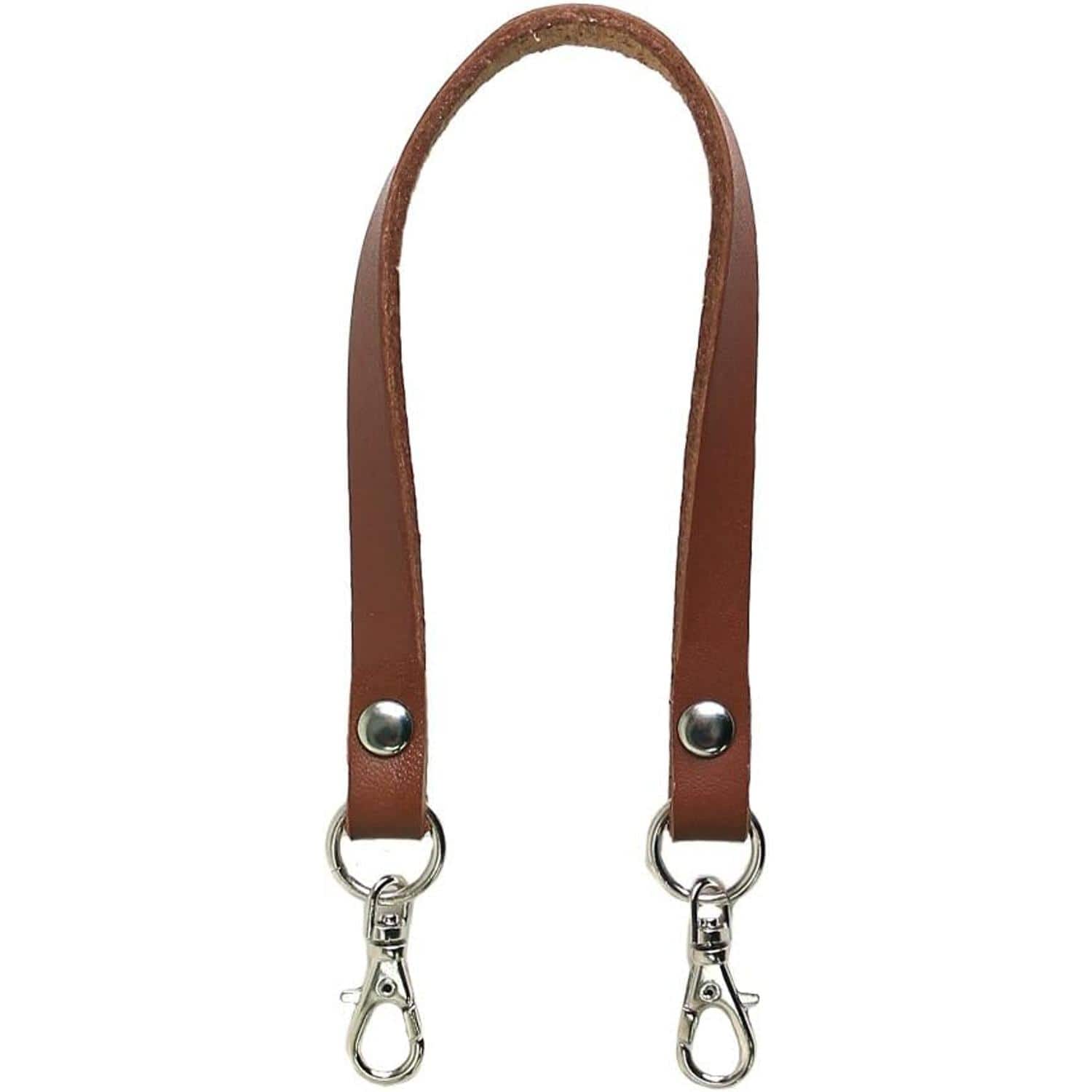 日本紐釦貿易 本革 口金用持ち手 1本手 シルバー W約8mm×H約22cm 茶 MAW19-BR-S (ご注文単位1本)【直送品】