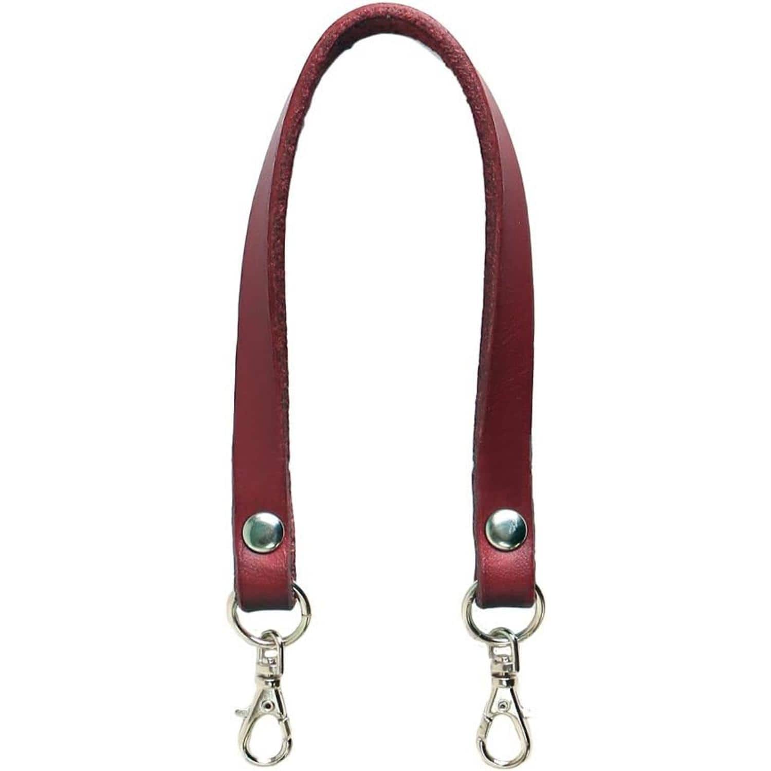 日本紐釦貿易 本革 口金用持ち手 1本手 シルバー W約8mm×H約22cm 赤 MAW19-R-S (ご注文単位1本)【直送品】