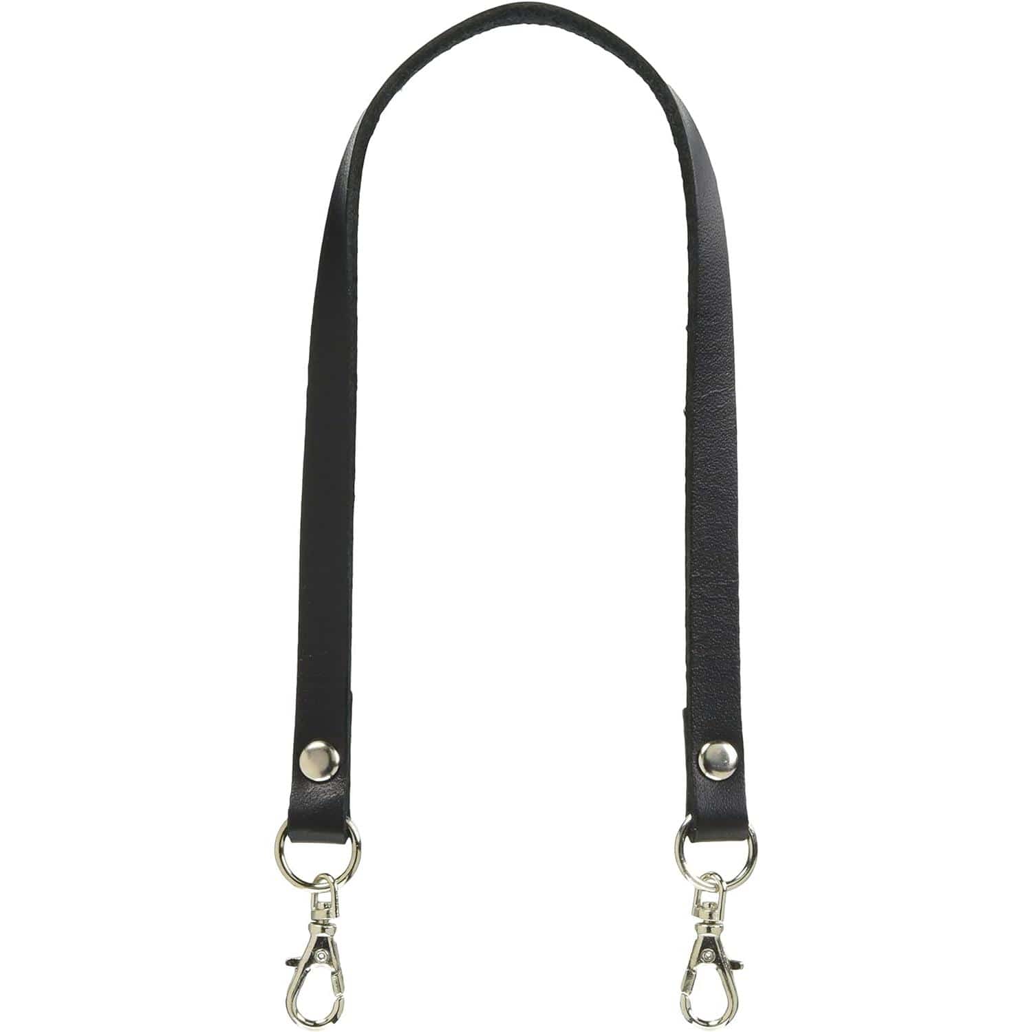 日本紐釦貿易 本革 口金用持ち手 1本手 シルバー W約8mm×H約33cm 黒 MAW20-B-S (ご注文単位1本)【直送品】