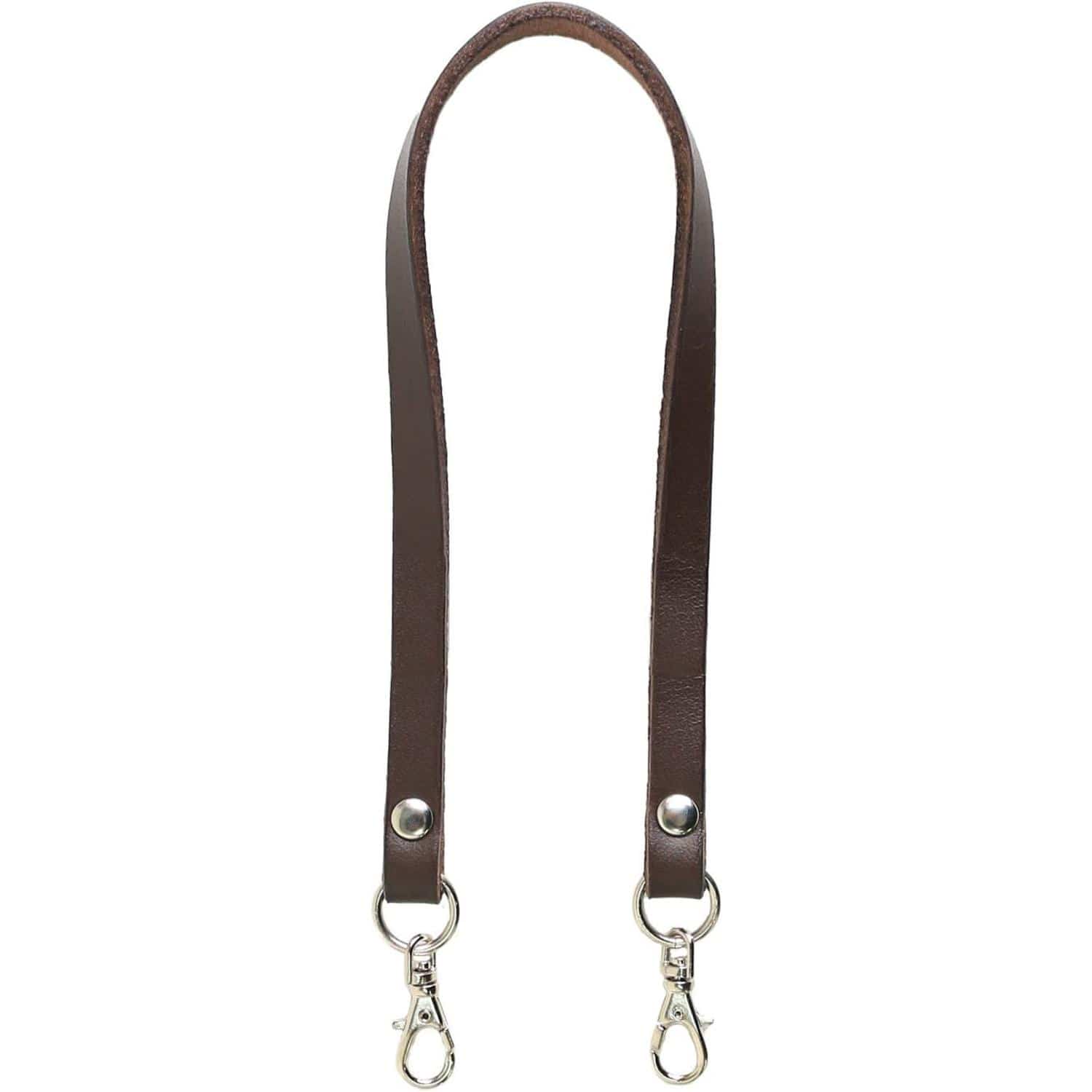 日本紐釦貿易 本革 口金用持ち手 1本手 シルバー W約8mm×H約33cm 焦茶 MAW20-C-S (ご注文単位1本)【直送品】