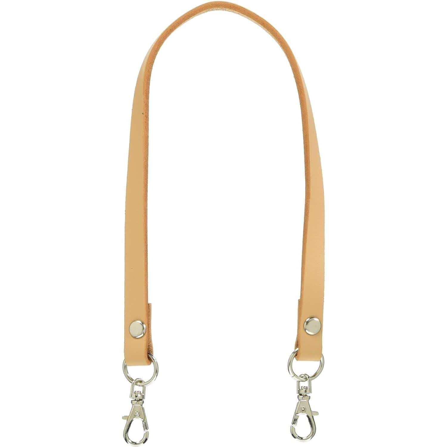 日本紐釦貿易 本革 口金用持ち手 1本手 シルバー W約8mm×H約33cm ベージュ MAW20-E-S (ご注文単位1本)【直送品】