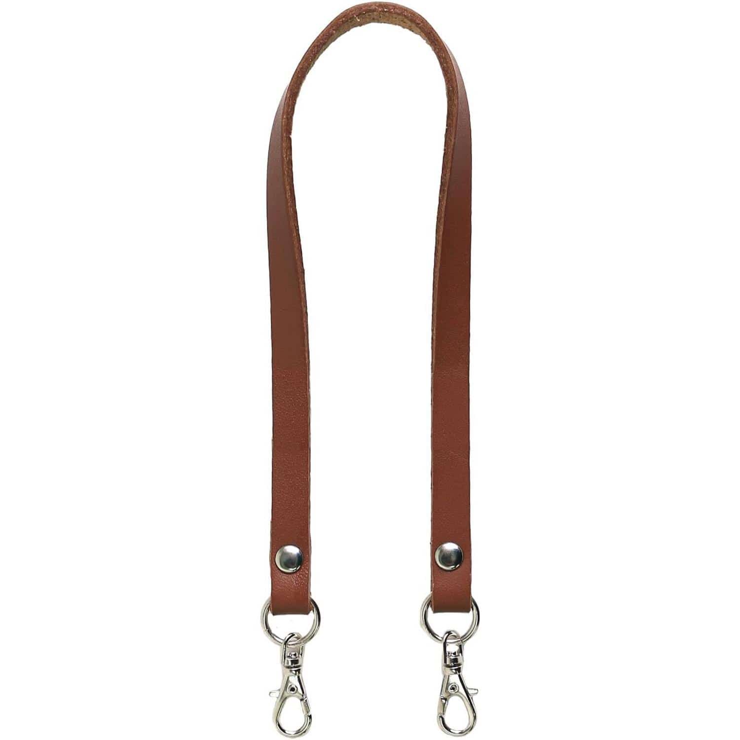 日本紐釦貿易 本革 口金用持ち手 1本手 シルバー W約8mm×H約33cm 茶 MAW20-BR-S (ご注文単位1本)【直送品】