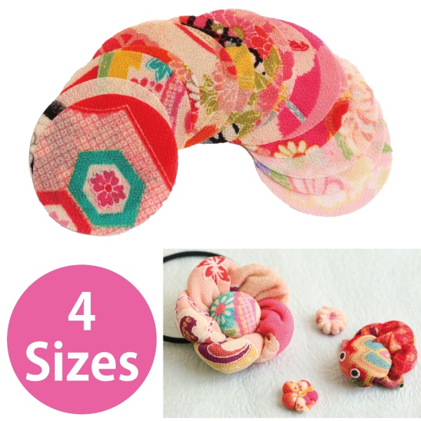 日本紐釦貿易 ちりめん細工用 丸型一越ちりめん 柄 φ36mm 15枚入 S57G36 (ご注文単位1束)【直送品】