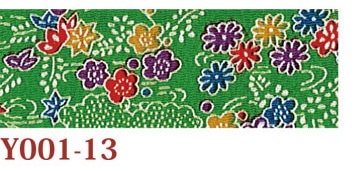 日本紐釦貿易 ちりめんカット 友禅 約23×33cm 花柄 緑 Y001-13 （ご注文単位1枚）【直送品】