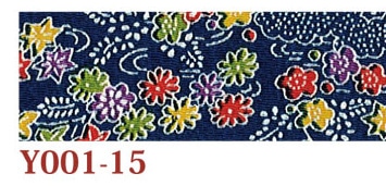 日本紐釦貿易 ちりめんカット 友禅 約23×33cm 花柄 紺 Y001-15 (ご注文単位1枚)【直送品】