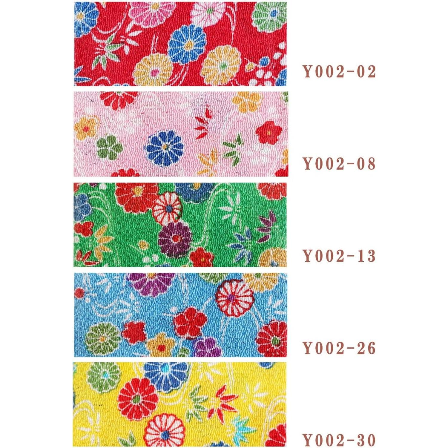 日本紐釦貿易 ちりめんカット 友禅 約23×33cm 花柄 赤 Y002-02 (ご注文単位1枚)【直送品】