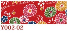 日本紐釦貿易 ちりめんカット 友禅 約23×33cm 花柄 赤 Y002-02 (ご注文単位1枚)【直送品】