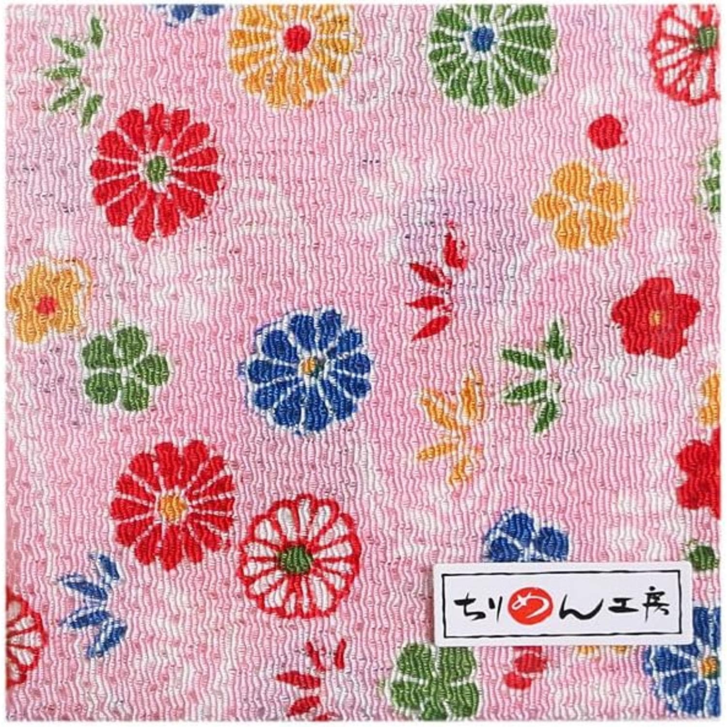 日本紐釦貿易 ちりめんカット 友禅 約23×33cm 花柄 桃色 Y002-08 （ご注文単位1枚）【直送品】