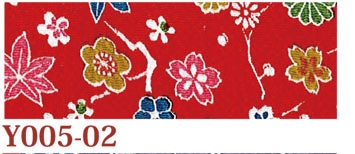 日本紐釦貿易 ちりめんカット 友禅 約23×33cm 花柄 赤 Y005-02 (ご注文単位1枚)【直送品】