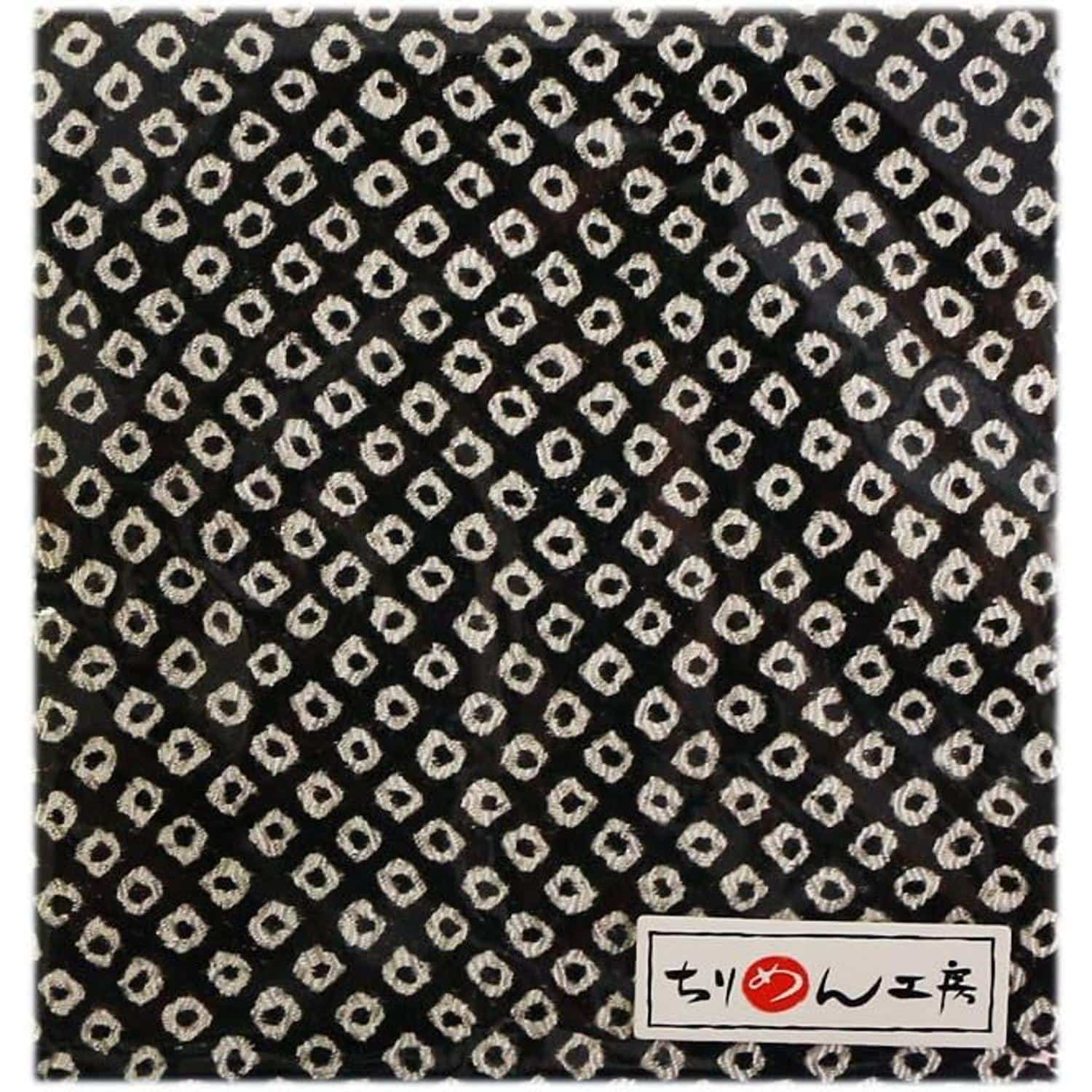 日本紐釦貿易 ちりめんカット 友禅 約23×33cm 鹿子柄 黒 Y020-17 （ご注文単位1枚）【直送品】