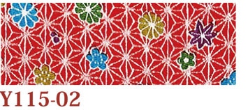 日本紐釦貿易 ちりめんカット 友禅 約23×33cm 花柄 赤 Y115-02 （ご注文単位1枚）【直送品】