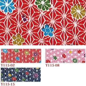 日本紐釦貿易 ちりめんカット 友禅 約23×33cm 花柄 紺 Y115-15 (ご注文単位1枚)【直送品】