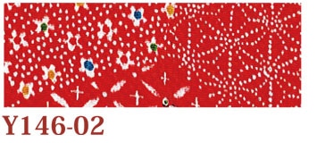 日本紐釦貿易 ちりめんカット 友禅 約23×33cm 花柄 赤 Y146-02 (ご注文単位1枚)【直送品】