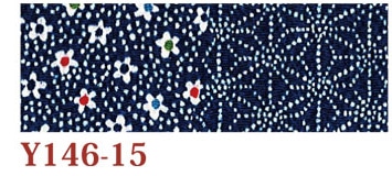 日本紐釦貿易 ちりめんカット 友禅 約23×33cm 花柄 紺 Y146-15 （ご注文単位1枚）【直送品】