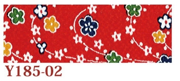 日本紐釦貿易 ちりめんカット 友禅 約23×33cm 花柄 赤 Y185-02 (ご注文単位1枚)【直送品】