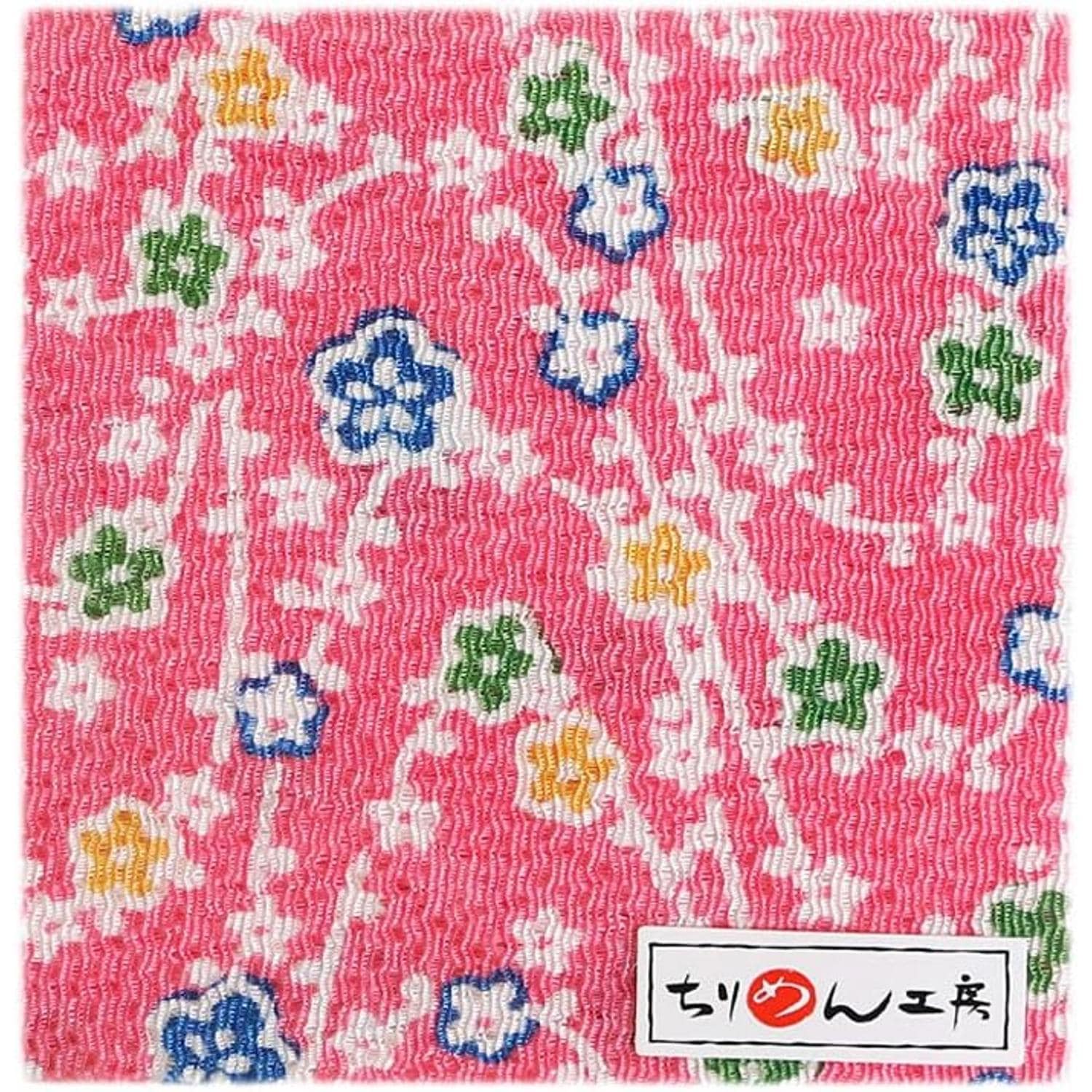 日本紐釦貿易 ちりめんカット 友禅 約23×33cm 花柄 桃色 Y185-08 (ご注文単位1枚)【直送品】