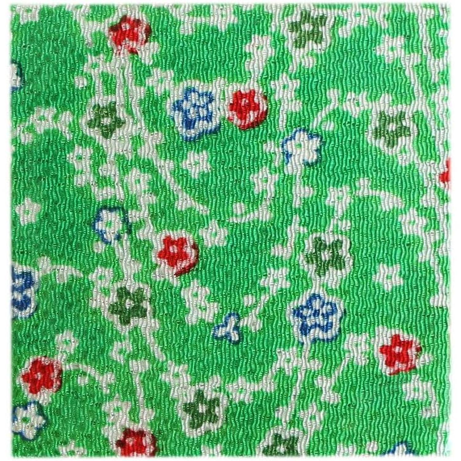 日本紐釦貿易 ちりめんカット 友禅 約23×33cm 花柄 緑 Y185-13 (ご注文単位1枚)【直送品】