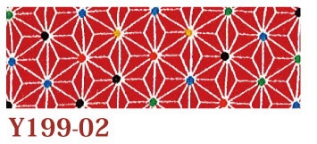 日本紐釦貿易 ちりめんカット 友禅 約23×33cm 麻の葉柄 赤 Y199-02 (ご注文単位1枚)【直送品】