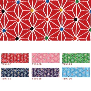 日本紐釦貿易 ちりめんカット 友禅 約23×33cm 麻の葉柄 桃色 Y199-08 (ご注文単位1枚)【直送品】