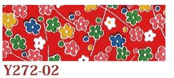 日本紐釦貿易 ちりめんカット 友禅 約23×33cm 花柄 赤 Y272-02 (ご注文単位1枚)【直送品】