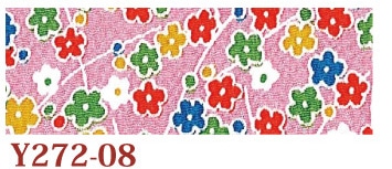 日本紐釦貿易 ちりめんカット 友禅 約23×33cm 花柄 桃色 Y272-08 (ご注文単位1枚)【直送品】