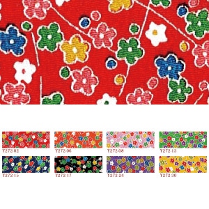 日本紐釦貿易 ちりめんカット 友禅 約23×33cm 花柄 桃色 Y272-08 （ご注文単位1枚）【直送品】