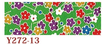 日本紐釦貿易 ちりめんカット 友禅 約23×33cm 花柄 緑 Y272-13 (ご注文単位1枚)【直送品】
