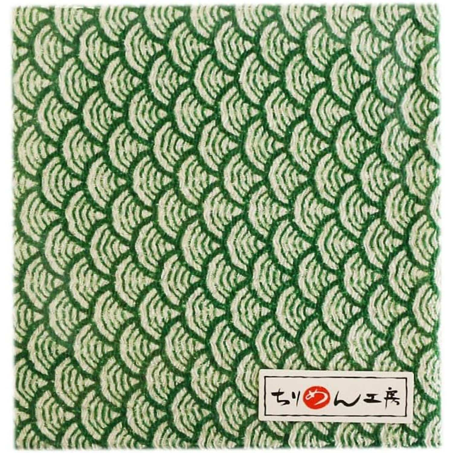 日本紐釦貿易 ちりめんカット 友禅 約23×33cm 青海波文柄 緑 Y304-20B （ご注文単位1枚）【直送品】
