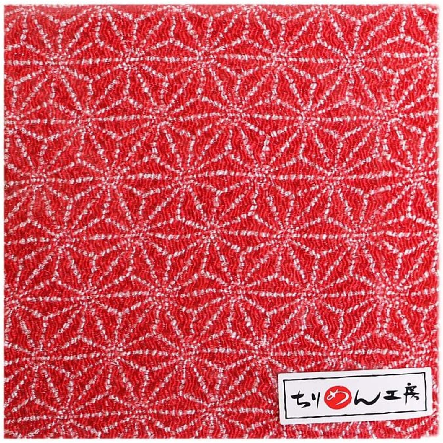 日本紐釦貿易 ちりめんカット 友禅 約23×33cm 麻の葉柄 赤 Y315-02 （ご注文単位1枚）【直送品】