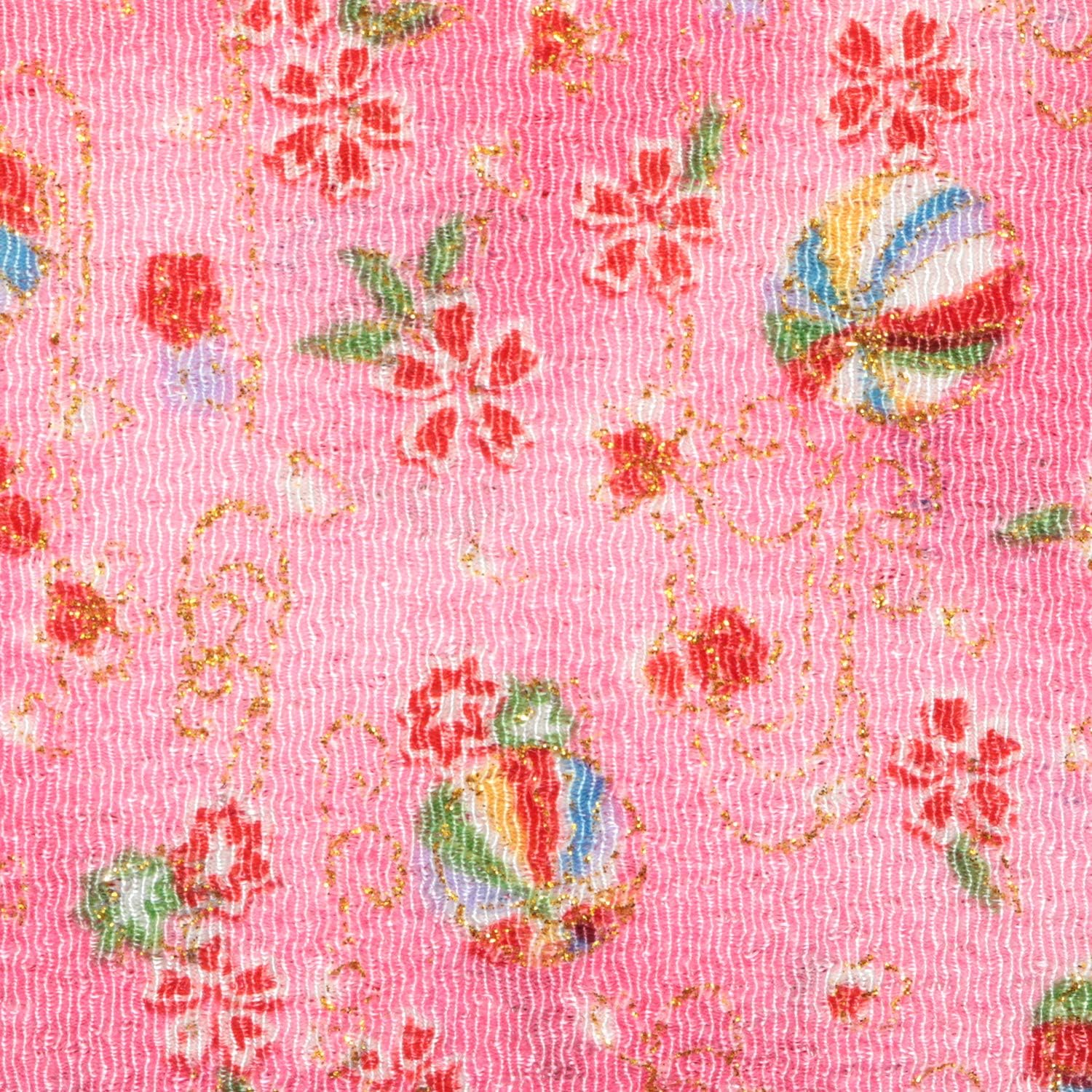 日本紐釦貿易 ちりめんカット 金彩 約23×33cm 手鞠柄 桃色 GH22-03 （ご注文単位1枚）【直送品】