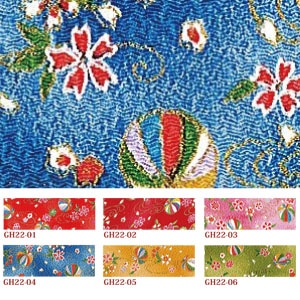 日本紐釦貿易 ちりめんカット 金彩 約23×33cm 手鞠柄 青 GH22-04 (ご注文単位1枚)【直送品】