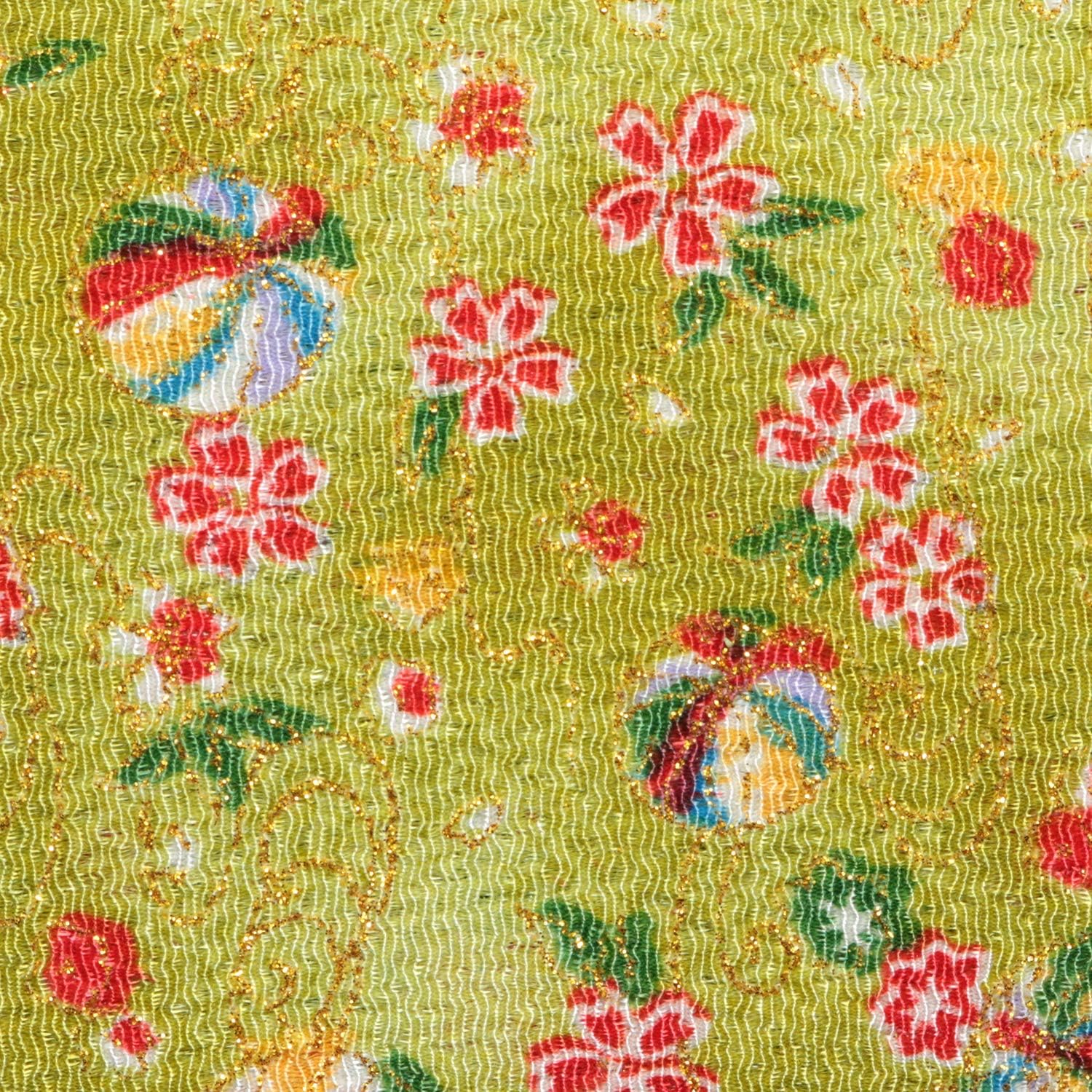 日本紐釦貿易 ちりめんカット 金彩 約23×33cm 手鞠柄 黄緑 GH22-06 （ご注文単位1枚）【直送品】