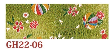 日本紐釦貿易 ちりめんカット 金彩 約23×33cm 手鞠柄 黄緑 GH22-06 (ご注文単位1枚)【直送品】