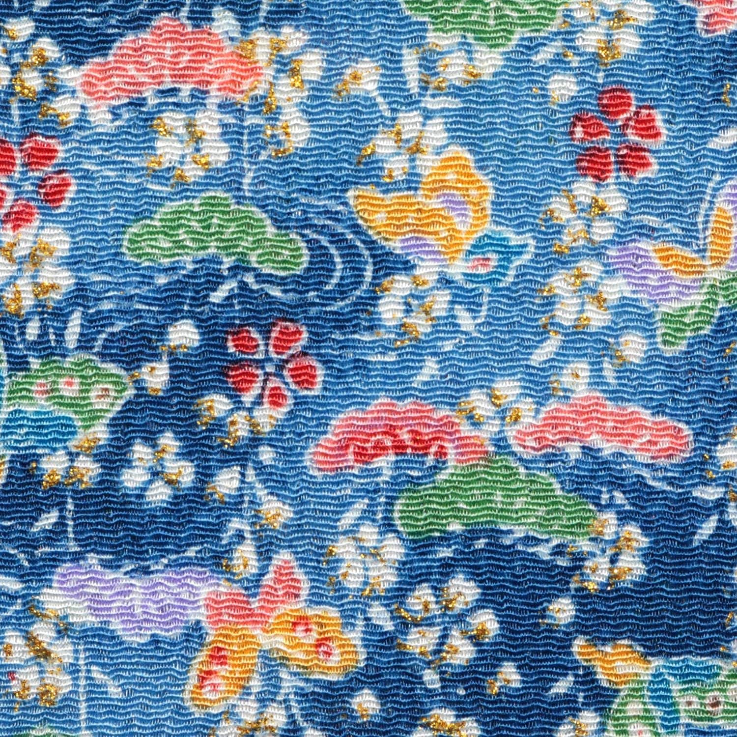 日本紐釦貿易 ちりめんカット 金彩 約23×33cm 蝶柄 青 GH23-04 （ご注文単位1枚）【直送品】