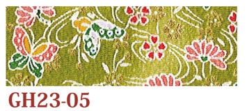 日本紐釦貿易 ちりめんカット 金彩 約23×33cm 蝶柄 黄緑 GH23-05 (ご注文単位1枚)【直送品】