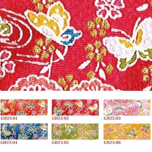 日本紐釦貿易 ちりめんカット 金彩 約23×33cm 蝶柄 黄色 GH23-06 （ご注文単位1枚）【直送品】