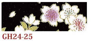 日本紐釦貿易 ちりめんカット 金彩 約23×33cm 桜柄 黒 GH24-25 （ご注文単位1枚）【直送品】