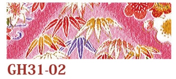 日本紐釦貿易 ちりめんカット 金彩 約23×33cm 花と紅葉柄 桃色 GH31-02 (ご注文単位1枚)【直送品】