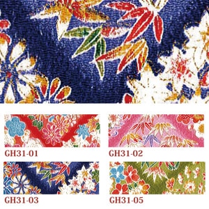 日本紐釦貿易 ちりめんカット 金彩 約23×33cm 花と紅葉柄 桃色 GH31-02 (ご注文単位1枚)【直送品】