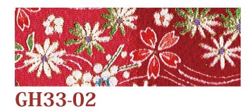 日本紐釦貿易 ちりめんカット 金彩 約23×33cm 花と櫛柄 葡萄色 GH33-02 (ご注文単位1枚)【直送品】