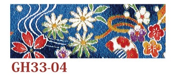 日本紐釦貿易 ちりめんカット 金彩 約23×33cm 花と櫛柄 青 GH33-04 （ご注文単位1枚）【直送品】