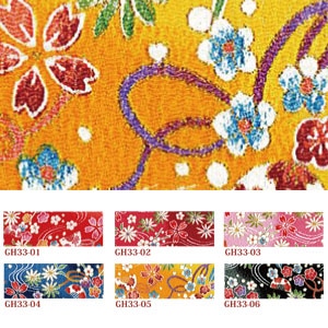 日本紐釦貿易 ちりめんカット 金彩 約23×33cm 花と櫛柄 青 GH33-04 （ご注文単位1枚）【直送品】