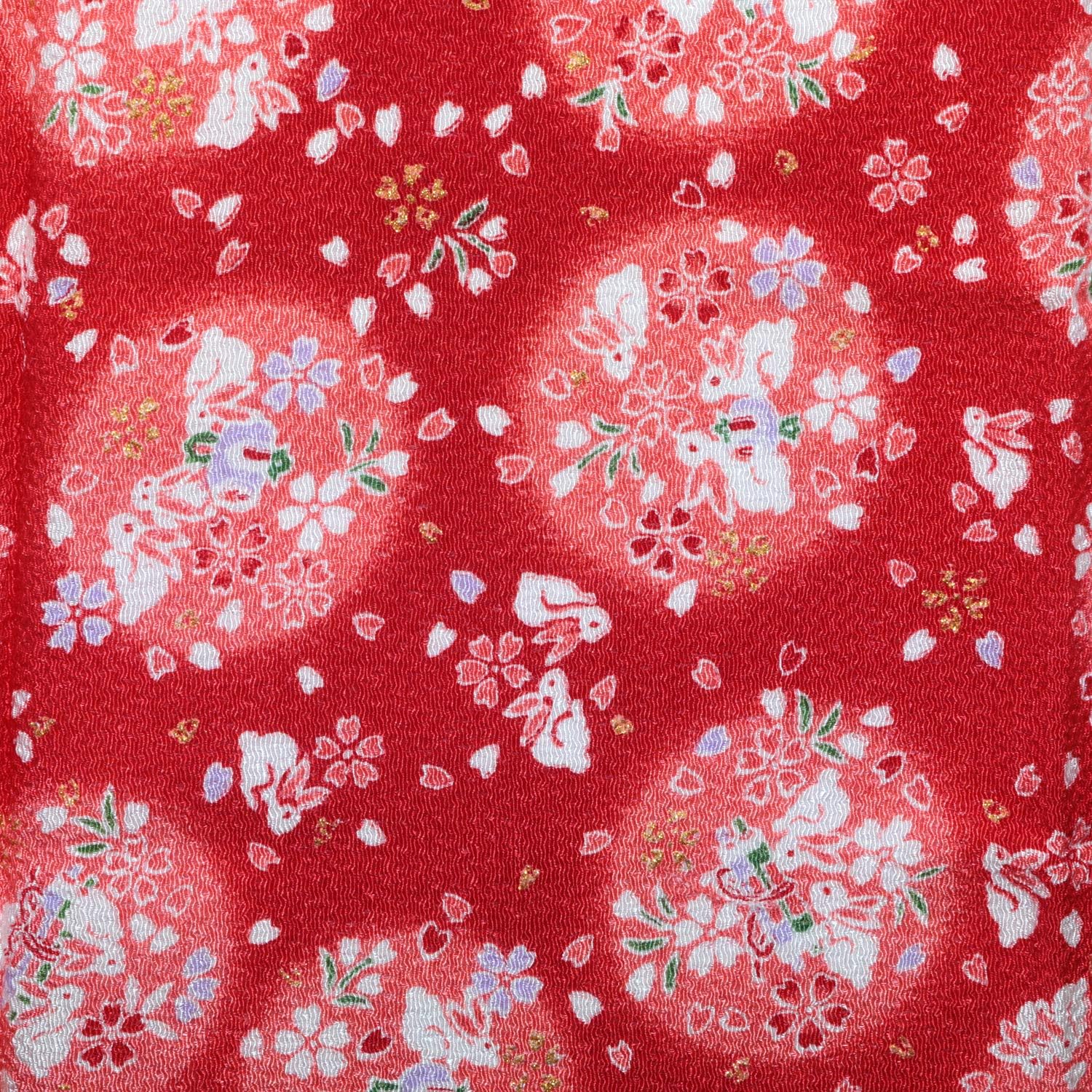 日本紐釦貿易 ちりめんカット 金彩 約23×33cm うさぎ柄 赤 GH38-01 （ご注文単位1枚）【直送品】