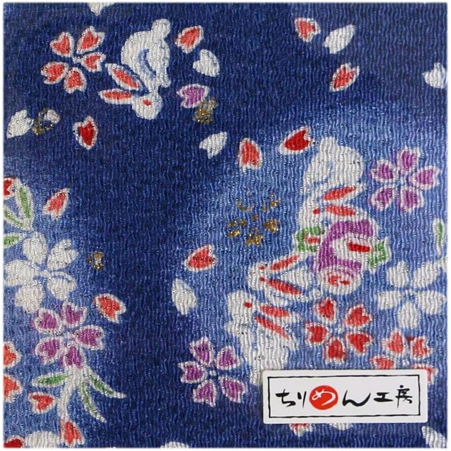 日本紐釦貿易 ちりめんカット 金彩 約23×33cm うさぎ柄 青 GH38-03 （ご注文単位1枚）【直送品】