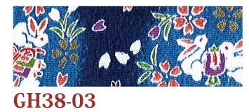 日本紐釦貿易 ちりめんカット 金彩 約23×33cm うさぎ柄 青 GH38-03 （ご注文単位1枚）【直送品】