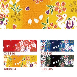 日本紐釦貿易 ちりめんカット 金彩 約23×33cm うさぎ柄 青 GH38-03 （ご注文単位1枚）【直送品】