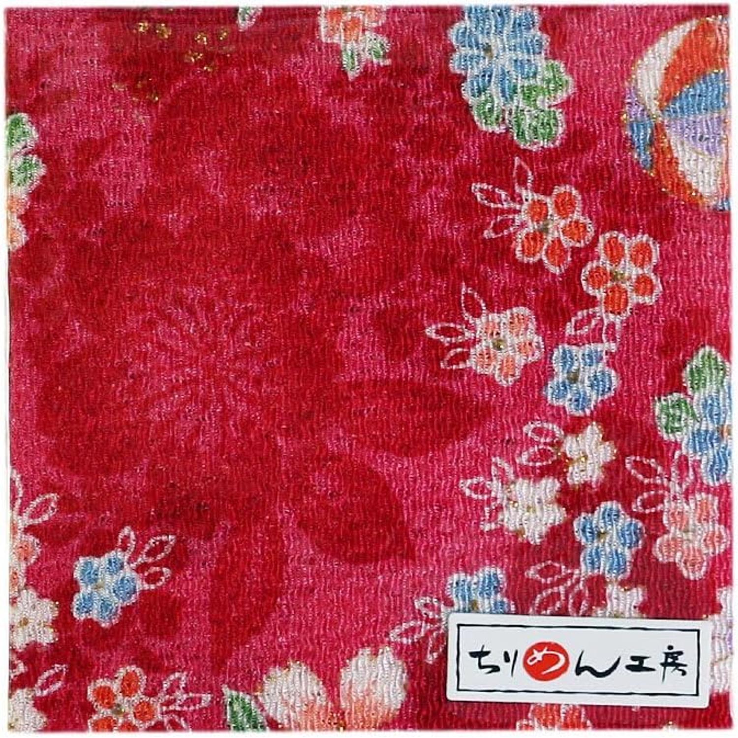 日本紐釦貿易 ちりめんカット 金彩 約23×33cm 手鞠柄 葡萄色 GH41-02 （ご注文単位1枚）【直送品】